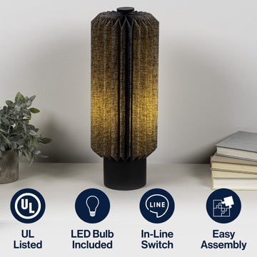 Banks 15.75" Modern Minimalist Paper Pleated Column Accent LED Table Lamp